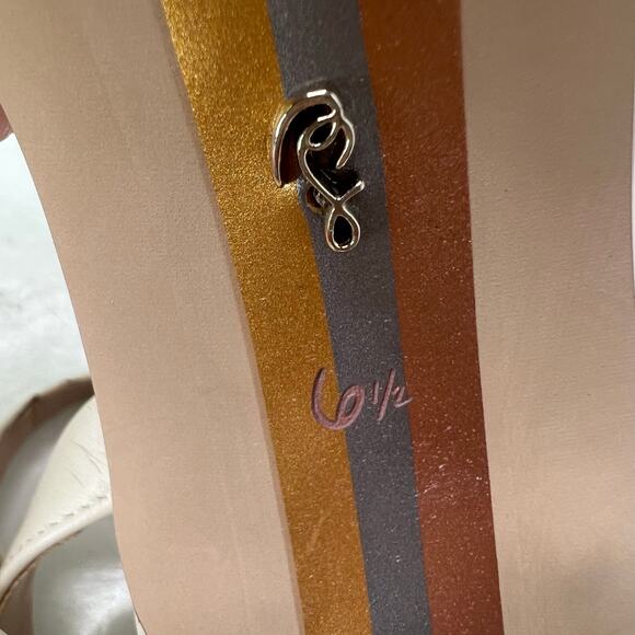 Sam Edelman Rayelle Leather Kitten Heel Sandals Cream Women 6.5M/EU37 Tried On - Picture 10 of 11